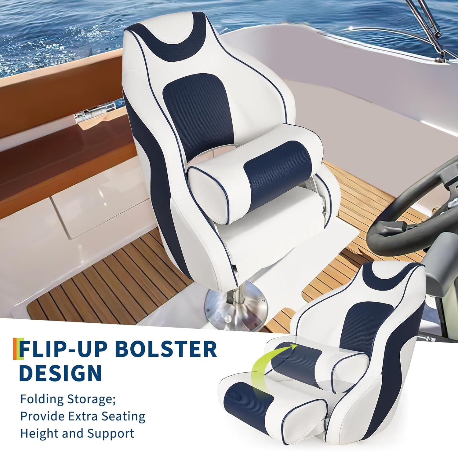 Fishing Boat Aluminum - High Back Boat Seat with Flip-Up