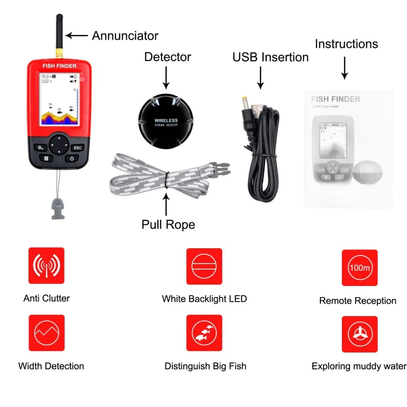 Display Portable fish finder e - Fishing Boat Depth Finder recensie en prijs