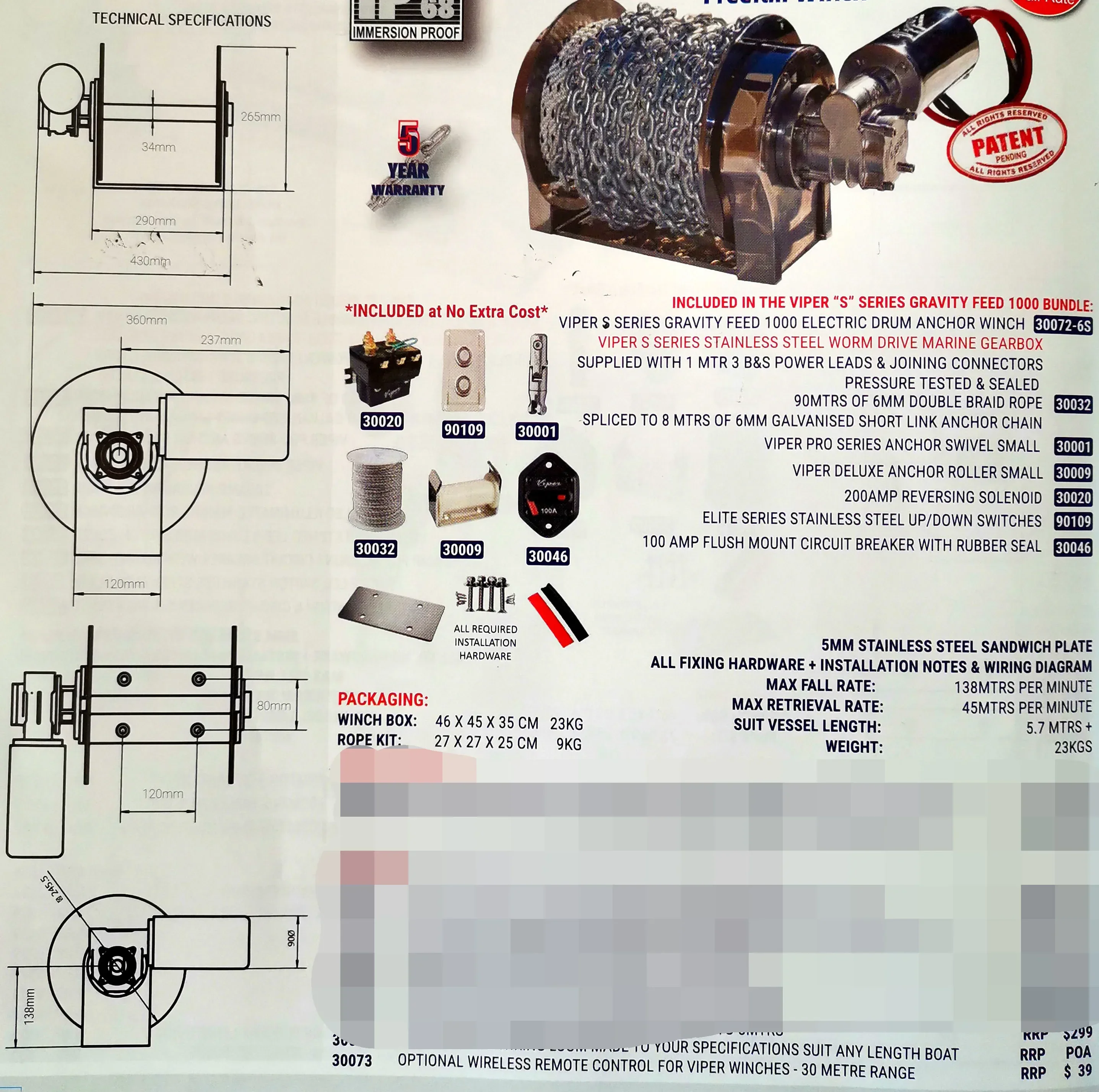 Marine Equipment 1000W 316 Sta - Fishing Boat Anchor Winch recensie en prijs