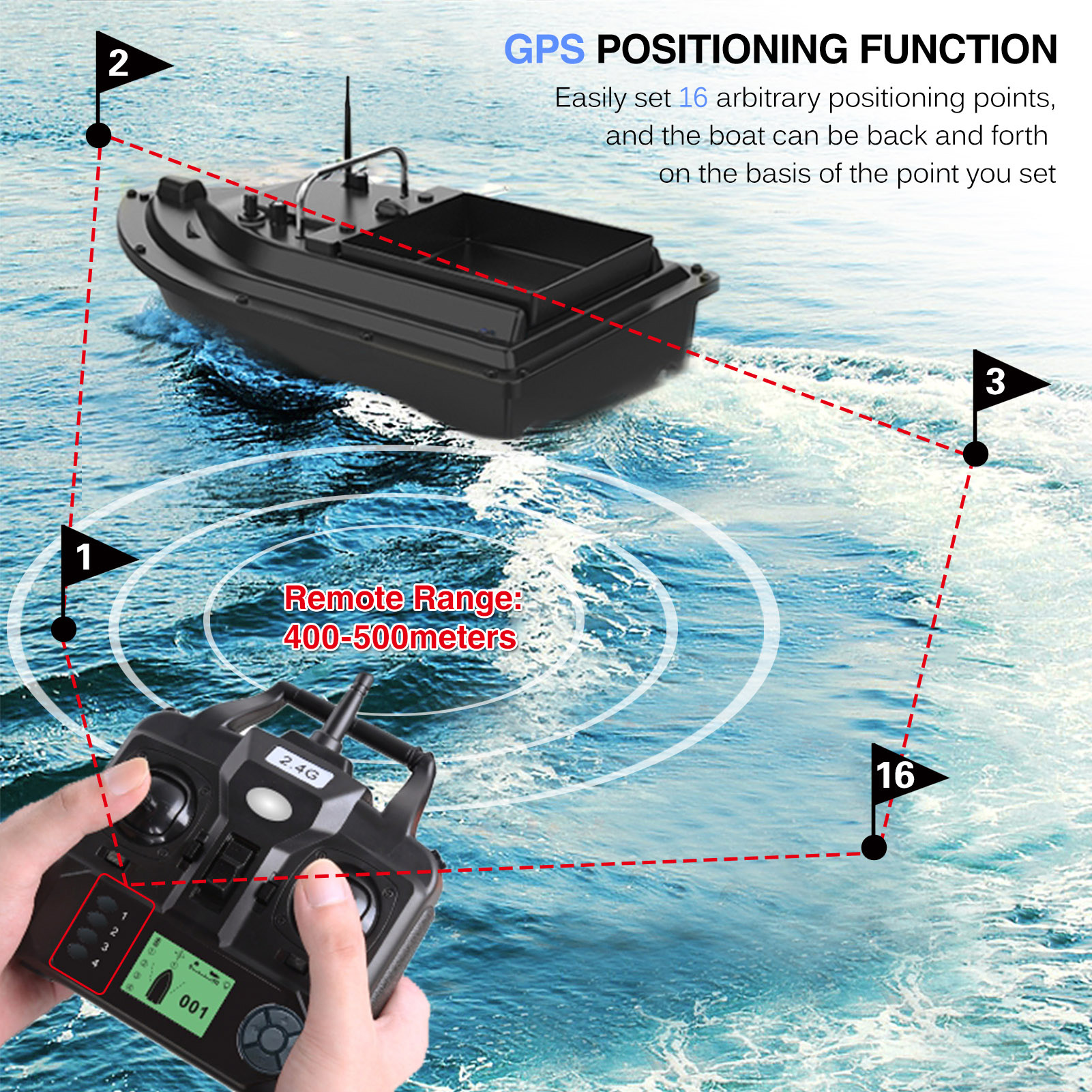D16E GPS Fishing Bait Boat wit - Fishing Boat Gps recensie en prijs